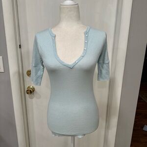 Light Blue Button-Detail Sparkle Tee by Michael Stars One Size